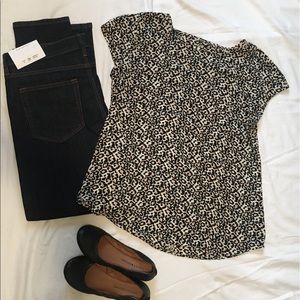 Loft leopard print short sleeve blouse
